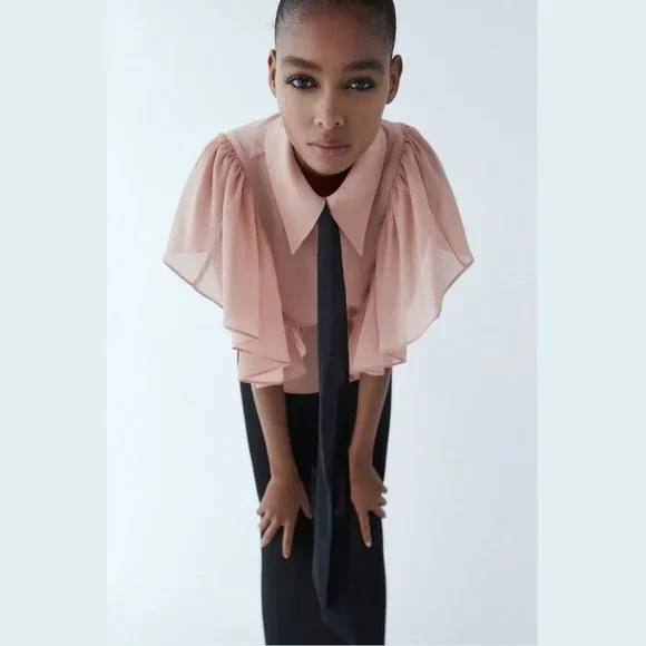 LAST ONE!!! ZARA Blouse with Contrasting Tie - Picture 1 of 12